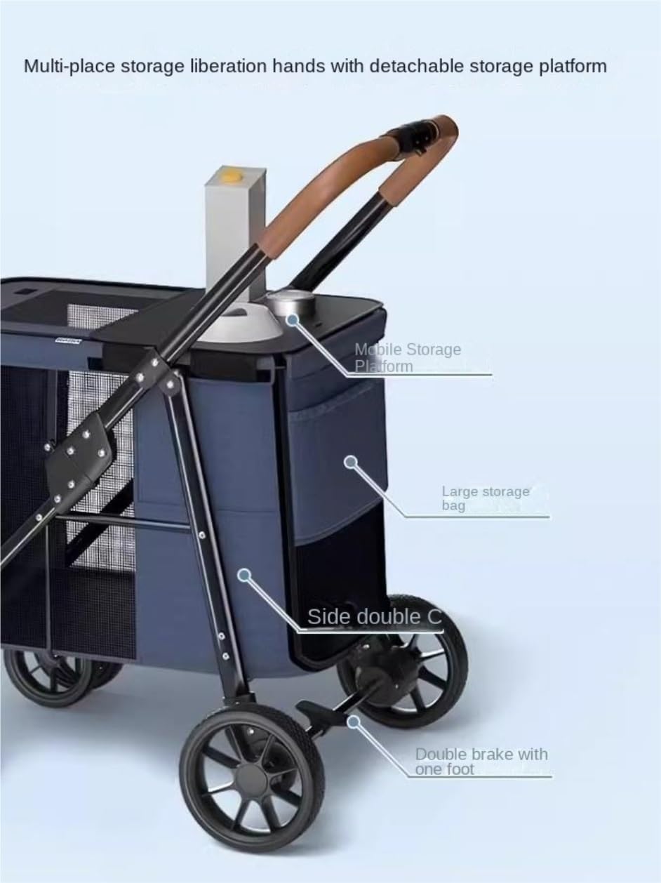 Pet Pushchair Foldable Pet Stroller with 4 Wheels