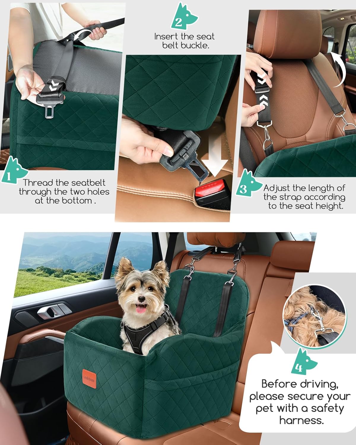 Dog Booster Car Seat for Small Dogs